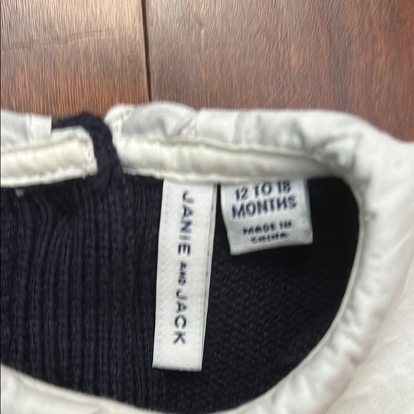 Janie and Jack The Cable Knit Bow Sweater, White Collar and Bow, Size 12-18 M - Picture 14 of 14